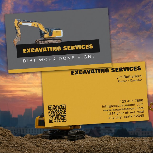 Cartão De Visita Excavation Services Business (Criador carregado)
