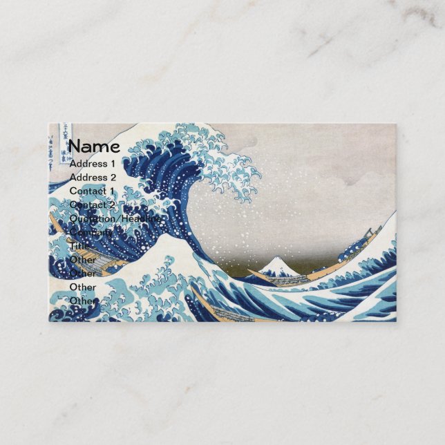 Cartão De Visita Excelente Wave Off Kanagawa Hokusai Fine Art (Frente)