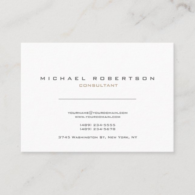 Cartão De Visita Exclusivamente branco moderno (Frente)