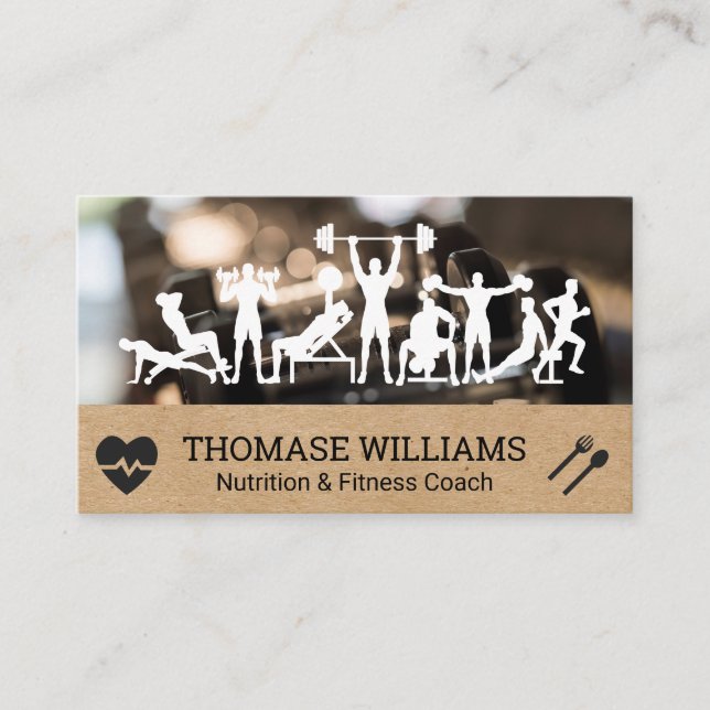 Cartão De Visita Exercícios no ginásio | Workout de malhação (Frente)