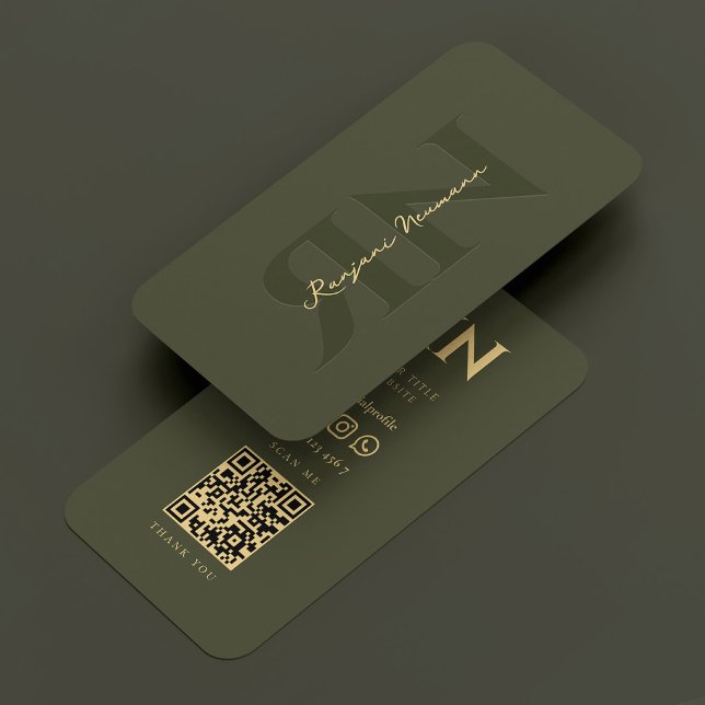 Cartão De Visita Exército do Monograma Notário Elegante Moderno Ver (Elegant Notary Monogram Army Green Modern Business Card
)