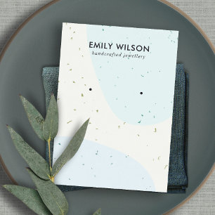 CARTÃO DE VISITA EXIBIÇÃO ABSTRATO CERAMIC BLUE WAVE STUD EARRING