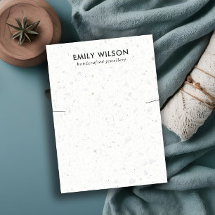 CARTÃO DE VISITA EXIBIÇÃO DA BRACELET DA CINZA BRANCA CHIC TERRAZZO