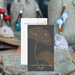 Cartão De Visita Exibição de Código QR de Folha de Gingko Moderna