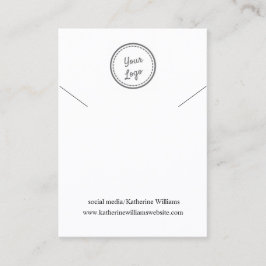 Cartão De Visita Exibição de Colar Branco Simples |Adicione seu log