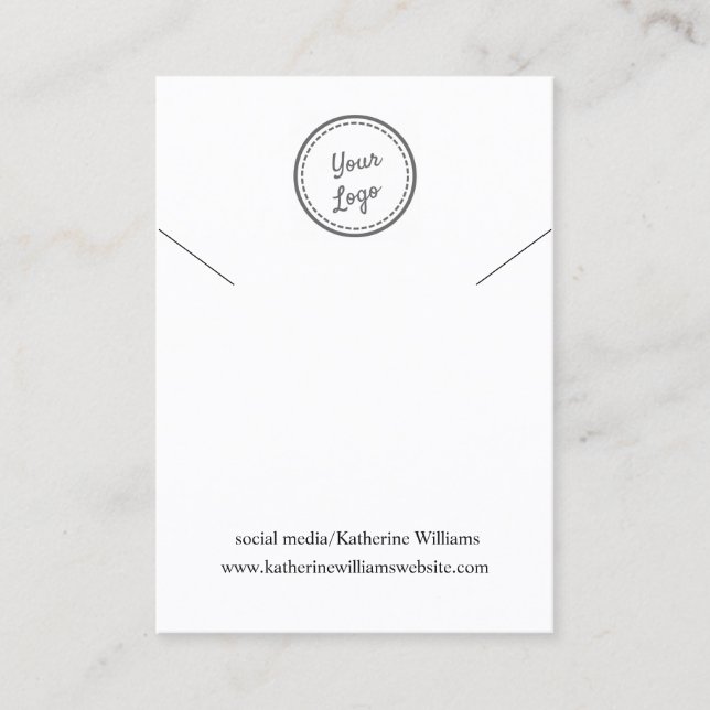 Cartão De Visita Exibição de Colar Branco Simples |Adicione seu log (Frente)