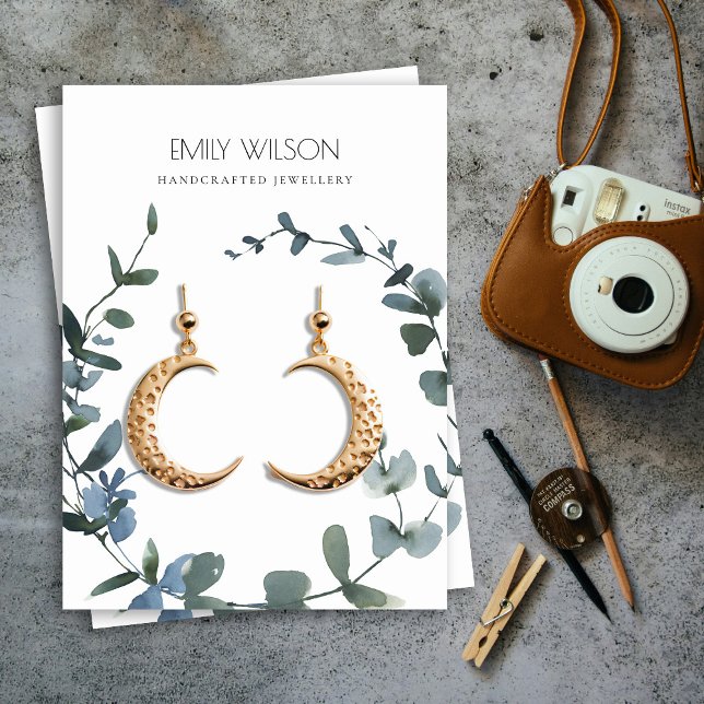 CARTÃO DE VISITA EXIBIÇÃO DE FOLIAGEM EUCALIPTO DE MOEDA AZUL VERDE (Criador carregado)