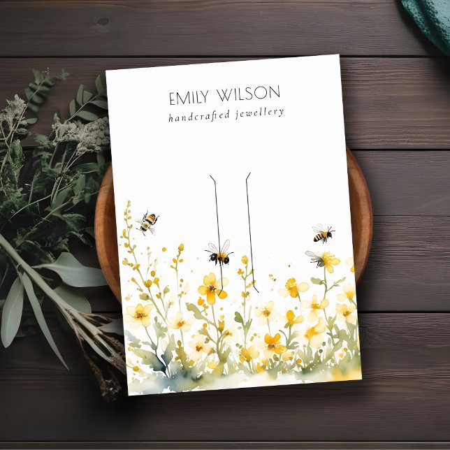 Cartão De Visita Exibição de Hairclip de Abelhas Amarelo-Chic (Criador carregado)