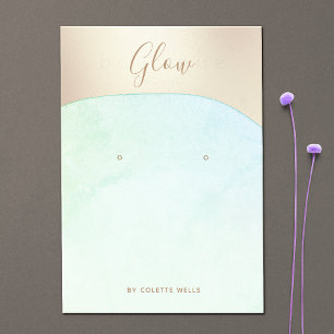 Cartão De Visita Exibição de Leitura de Script Dourada Aqua Blue Wa