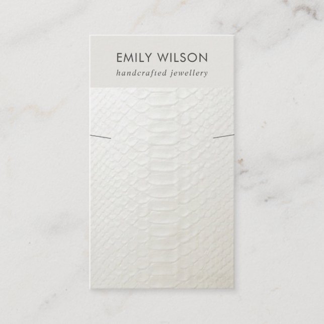 CARTÃO DE VISITA EXIBIÇÃO DE NECKLACE BRACELET DE TEXTURA BRANCA (Frente)