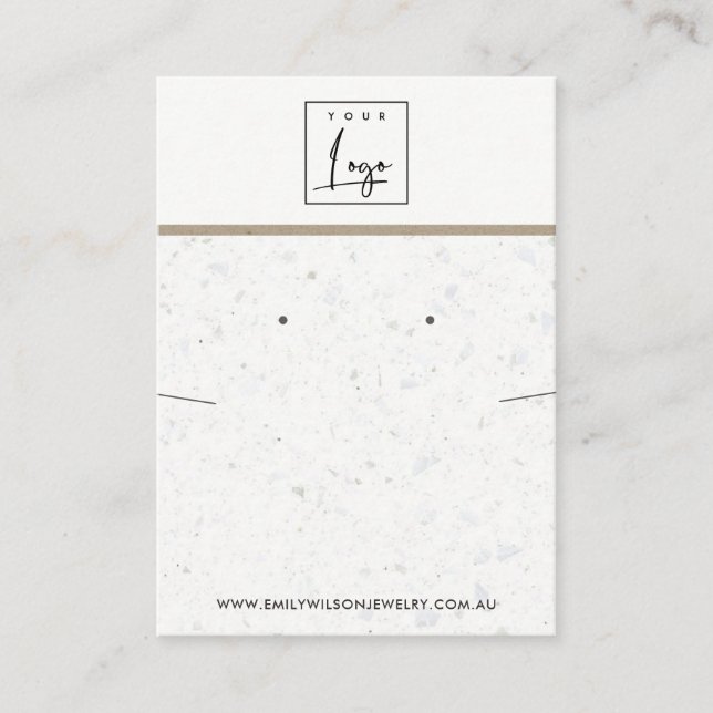 CARTÃO DE VISITA EXIBIÇÃO DE OUVIDO DA CINZA BRANCA CHIC TERRAZZO N (Frente)