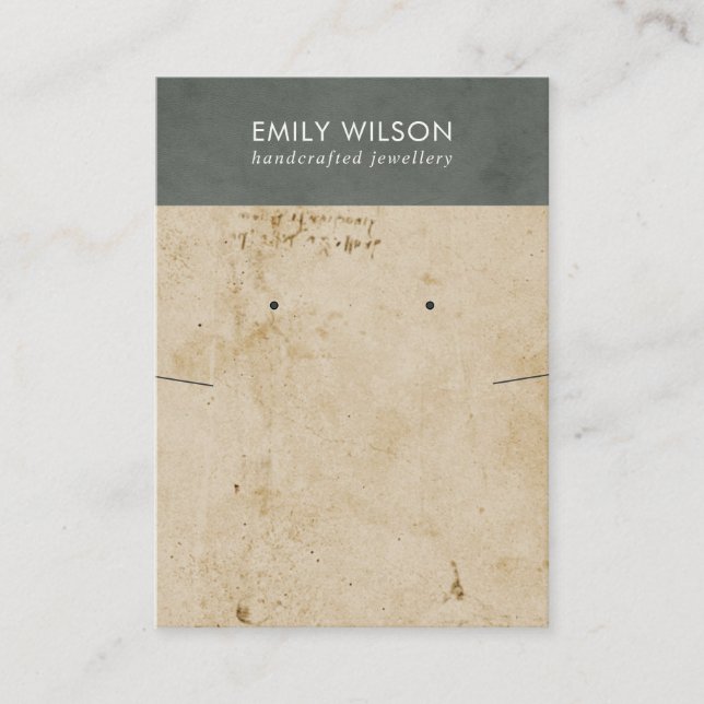 CARTÃO DE VISITA EXIBIÇÃO DE OUVIDO DO NECKLACE DE TEXTURA DE PAPEL (Frente)