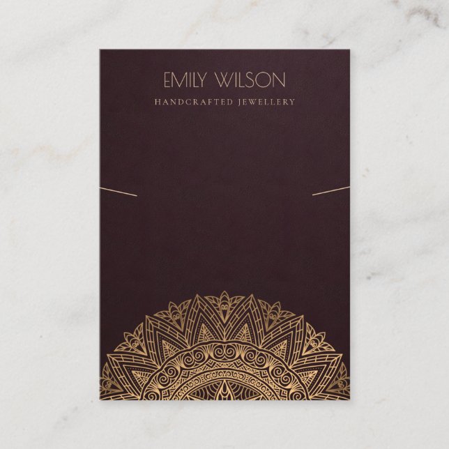 CARTÃO DE VISITA EXIBIÇÃO DO BURGUNDY FAUX DOURADO ORNAMENTADO MAND (Frente)