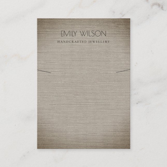 CARTÃO DE VISITA EXIBIÇÃO DO NECKLACE DE TEXTURA DA CANA DO TECIDO  (Frente)