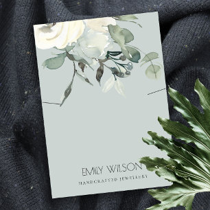 Cartão De Visita EXIBIÇÃO DO NECKLACE DO GRUPO FLORAL BRANCO DA cin