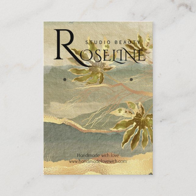 Cartão De Visita Exibição Dourada da joia da Palm Tree (Frente)