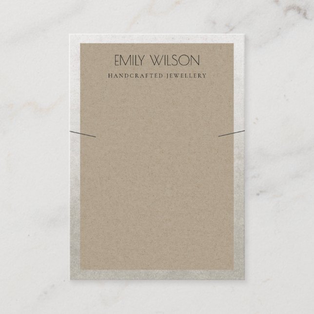 CARTÃO DE VISITA EXIBIÇÃO ELEGANTE SILVER BORDER RUST KRAFT NECKLAC (Frente)