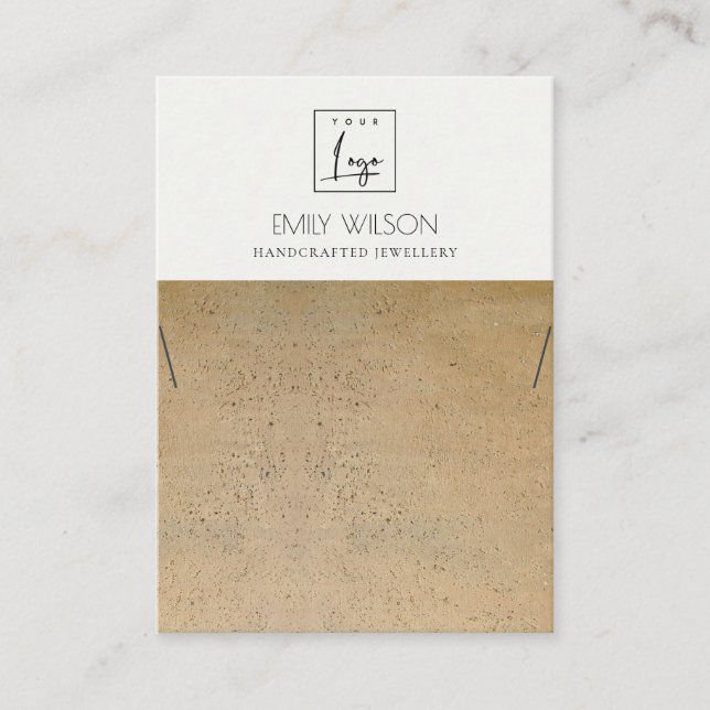 CARTÃO DE VISITA EXIBIÇÃO RUSTIC TERRACOTTA TEXTURE LOGO NECKLACE (Frente)