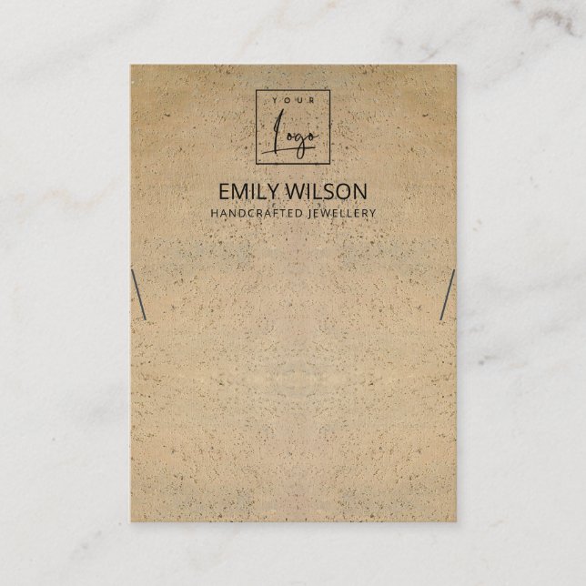 CARTÃO DE VISITA EXIBIÇÃO RUSTIC TERRACOTTA TEXTURE LOGO NECKLACE (Frente)