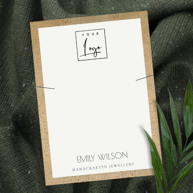 CARTÃO DE VISITA EXIBIÇÃO TERRACOTTA TEXTURE BORDER LOGO NECKLACE (Criador carregado)