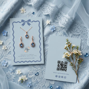 Cartão De Visita Exposição de Joias com Laço Coquette Marca Azul TM