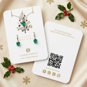 Cartão De Visita Exposição de Joias de Natal Árvore Aquarela TMF26