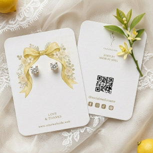 Cartão De Visita Expositor de Jóias com Laço Coquete Amarelo Floral