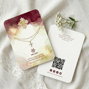 Cartão De Visita Expositor de Joias Cristãs Burgundy Refined MH26