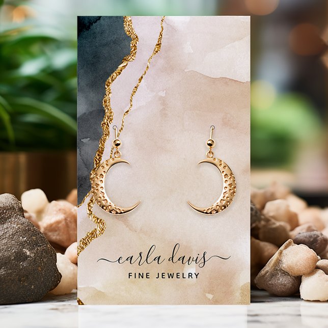 Cartão De Visita Expositor de Joias em Aquarela Rosa e Preto Assina (Criador carregado)