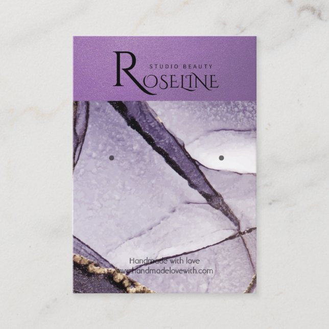 Cartão De Visita Expositor de joias roxas de aquarelas (Frente)