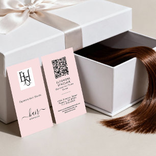 Cartão De Visita Extensão de Cabelo Código QR Logotipo Rosto Cor-de