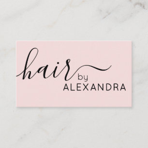 Cartão De Visita Extensão de Cabelo Elegante em Rosa Corado Script 