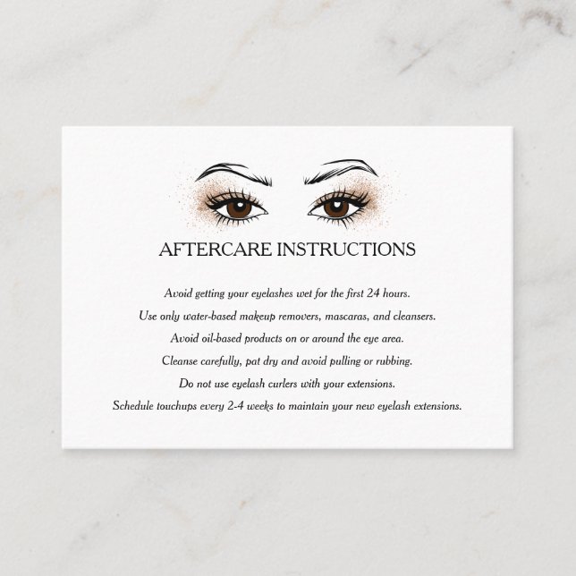 Cartão De Visita Extensão de Eyelash Bar Medidor Após Cuidados (Frente)