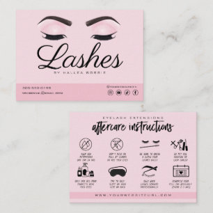 Cartão De Visita Extensão de Eyelash Instruções Pink
