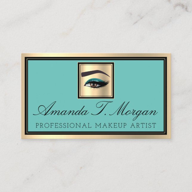 Cartão De Visita Extensão de Lash de Ativação Profissional Teal (Frente)