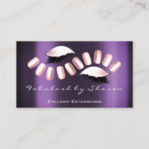 Cartão De Visita Extensão de Lashes Roxos do Makeup Artist Unhas R