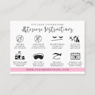 Cartão De Visita Extensão Eyelash Instruções pós-tratamento Log