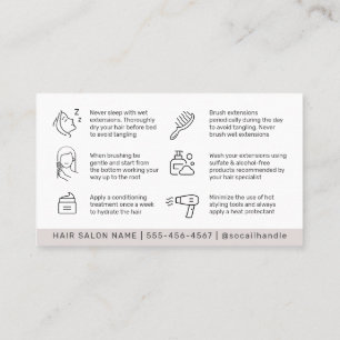 Cartão De Visita Extensões de Cabelo Simples do Luxo Após Cuidados 