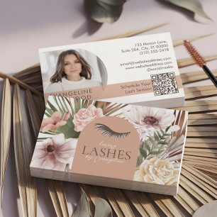 Cartão De Visita Extensões de Cílios Bohemian Watercolor Boho Flora