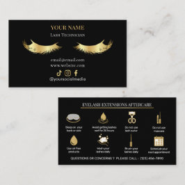 Cartão De Visita Extensões de Cílios Elegantes Cuidados Pós-Aplicaç