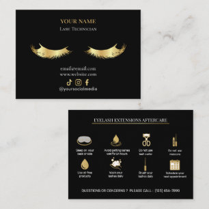 Cartão De Visita Extensões de Cílios Elegantes Cuidados Pós-Aplicaç