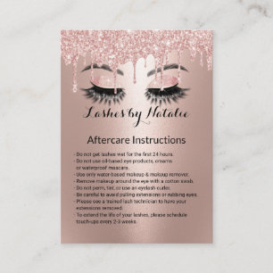 Cartão De Visita Extensões de Eyelash Rosa Dourado Instrução de 