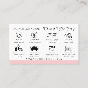 Cartão De Visita Extensões de Lash Instruções de Cuidados Secretos 