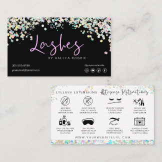 Cartão De Visita Extensões de Lash Instruções de Cuidados Secundári