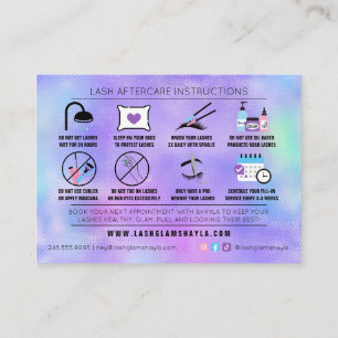 Cartão De Visita Extensões de Lash Instruções Holográficas de P