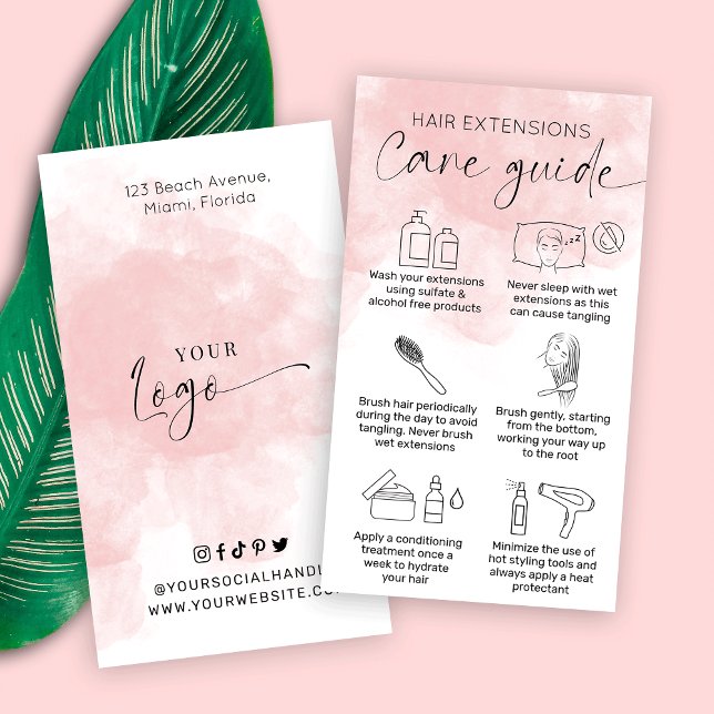 Cartão De Visita Extensões do cabelo após tratamento Salão de Aquar (Criador carregado)