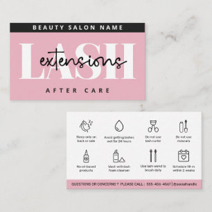 Cartão De Visita Extensões Eyelash Cor-de-Rosa Moderna Lash Após 