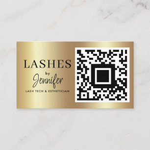Cartão De Visita Extensões Eyelash Modernas Código QR Preto e Doura