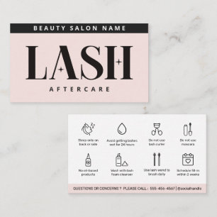 Cartão De Visita Extensões Eyelash Simples Modernas Lash Após Cuida