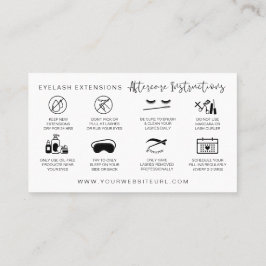 Cartão De Visita Extensões Lash Instruções de Cuidados Secundários 